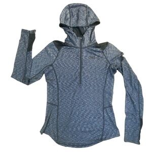 REI Blue Fitted Hoodie with Ribbed Sleeves Size Medium.